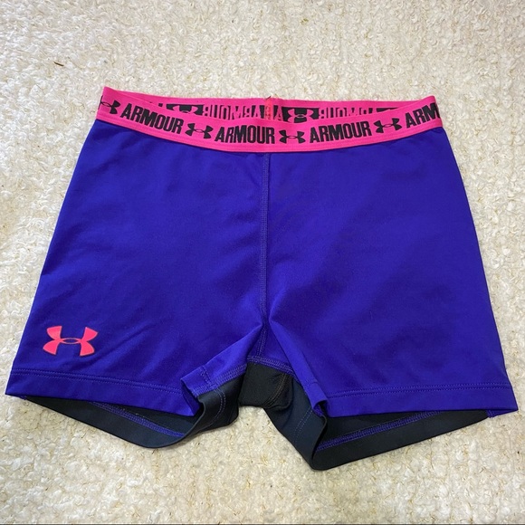 Under Armour HeatGear Stretch Shorts Purple/Gray Size Medium - Picture 4 of 7